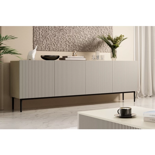 Komoda Nicole 200 cm na metalowych nogach - kaszmir / czarne nóżki